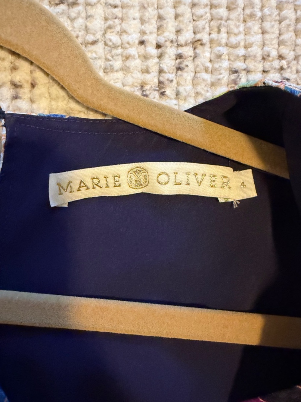 Marie Oliver Multicolor Floral Mini Dress with Navy Trim - Picture 2 of 4
